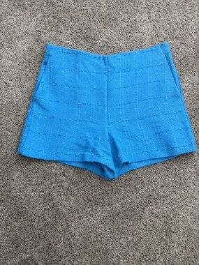 Ann Taylor Bright Blue High-Waist Structured Tweed Shorts